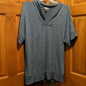 CJ Banks 1X Short Sleeve Tunic Heathered Blue